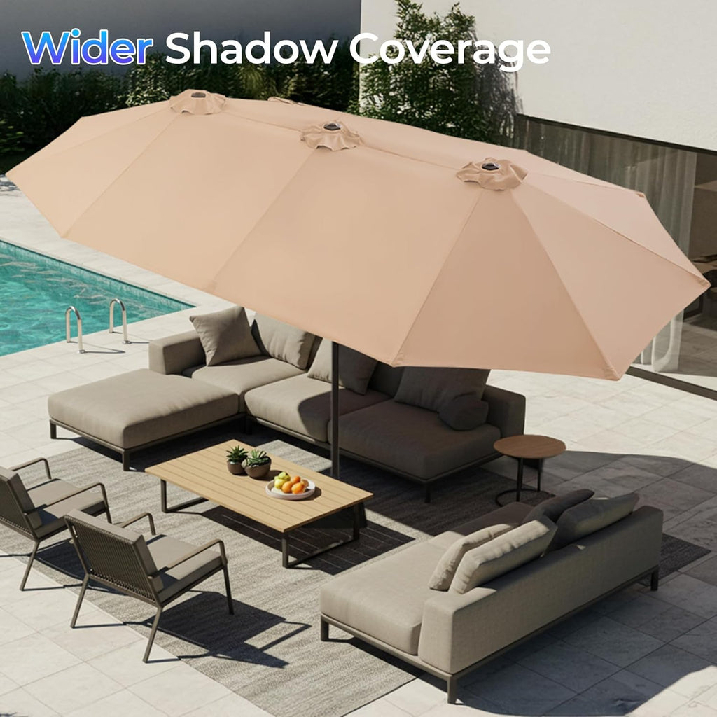 13FT Double-Sided Patio Umbrella with Base