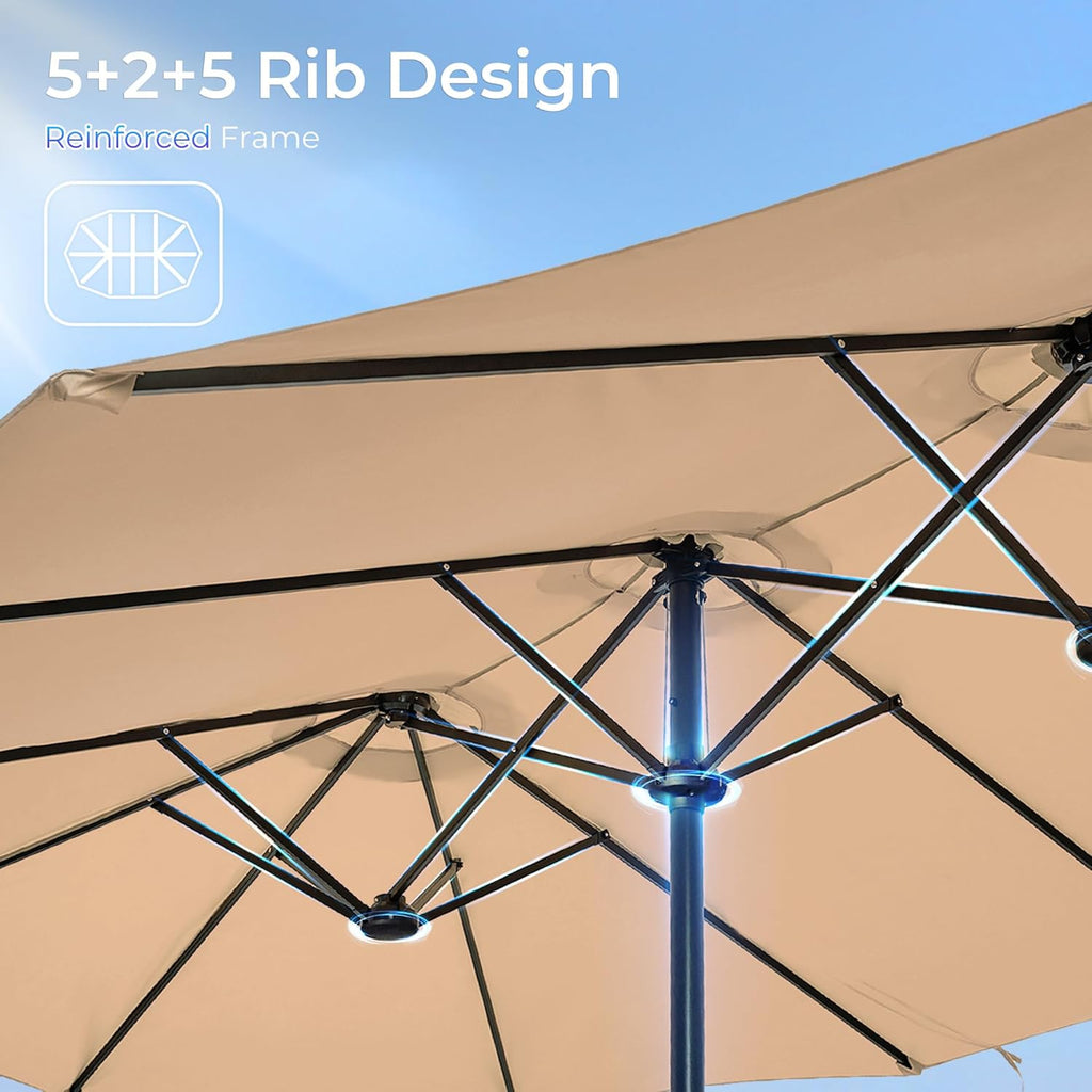 13FT Double-Sided Patio Umbrella with Base