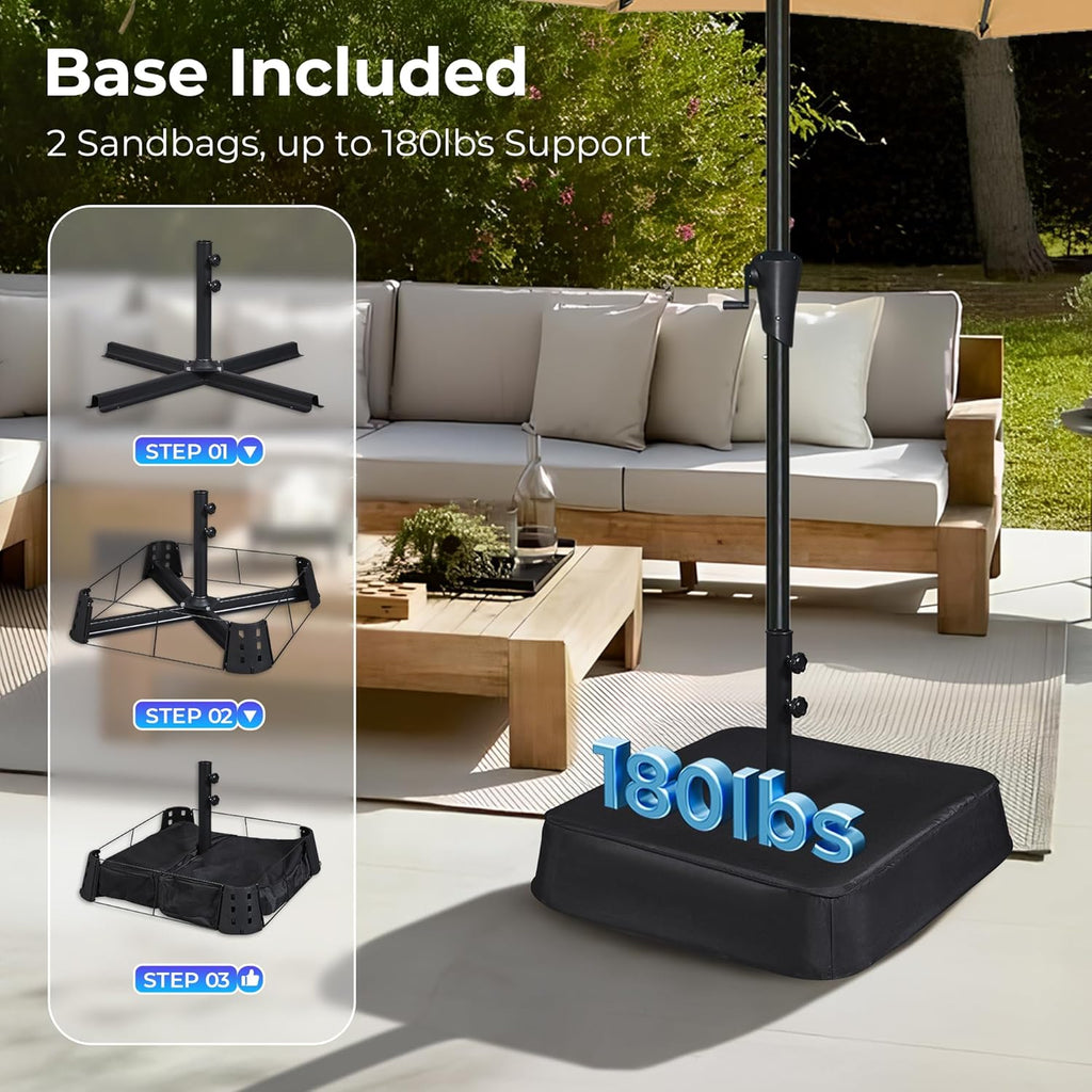 13FT Double-Sided Patio Umbrella with Base