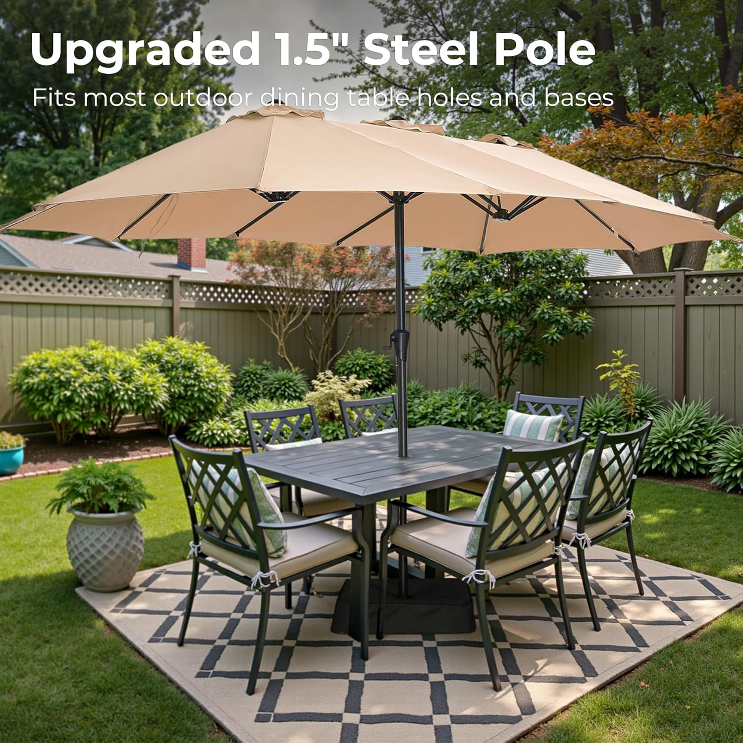13FT Double-Sided Patio Umbrella with Base