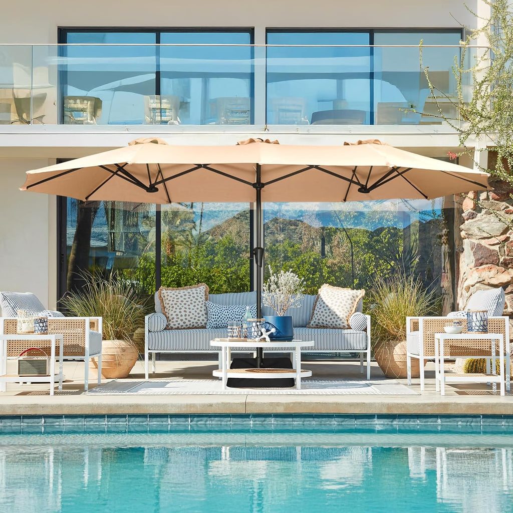 13FT Double-Sided Patio Umbrella with Base